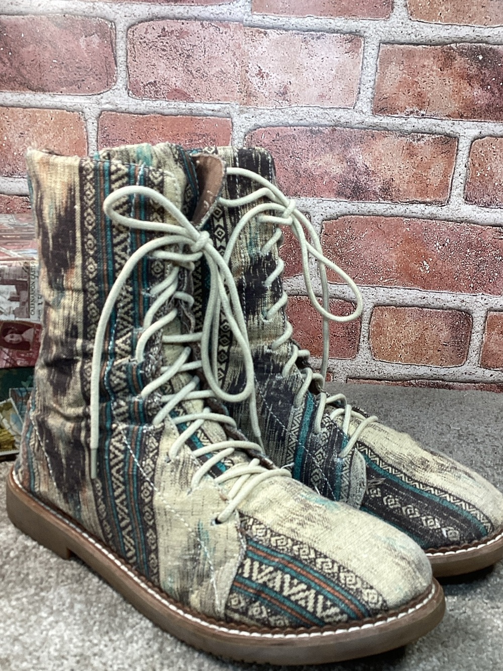 Corkys FlowerChild women’s Southwestern lace up boots size 8